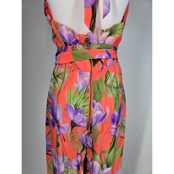 New! ALICE & OLIVIA CYRUS CORAL FLORAL JUMPSUIT HALTER SIZE 10 - Picture 7 of 12